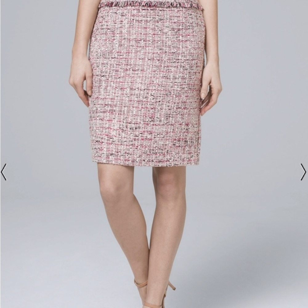 WHBM White House Black Market pink tweed skirt, size 8